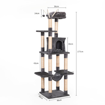 GIVENUSMYF Cat Tree Cat Tower 69\\" Indoor Multistory Cat Tree, Cat Condo with Hammock and sisal Covered Scratch Post, Cat Climbing Frame and Toys for Play Breaks for Larger Cats