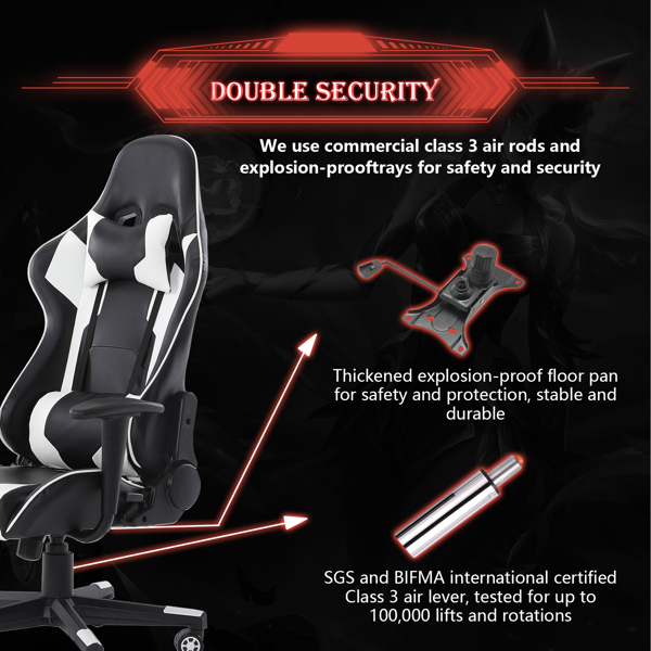 GIVENUSMYF gaming chair, computer chair with lumbar support, height adjustable gaming chair with headrest and 360° swivel office chair, suitable for office or gaming