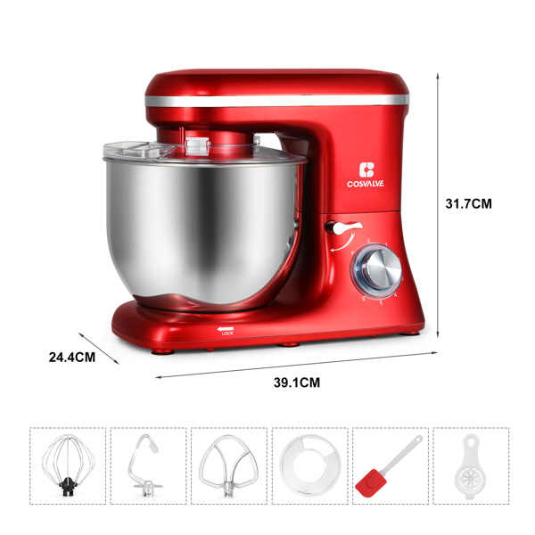 1400W food processor 7L stainless steel bowl Red