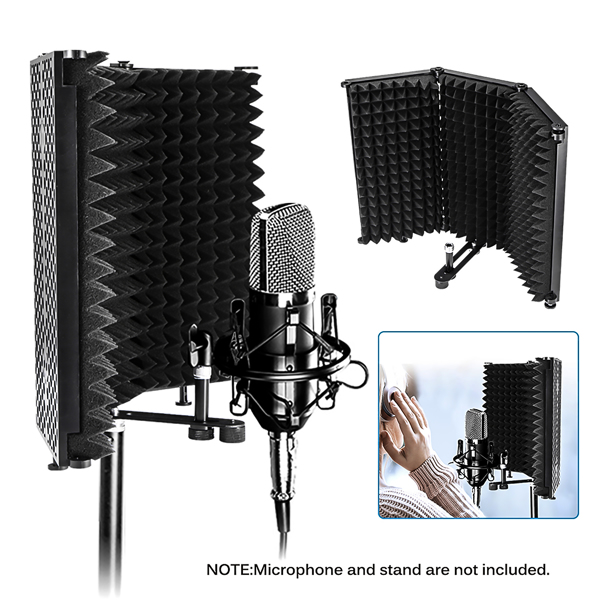 Microphone Isolation Shield Studio Mic Sound Absorbing Foam Reflector