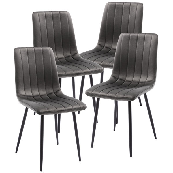 Set of 4 Fabric Velvet Dining Chairs grey