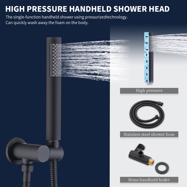 Shower System Shower Faucet Combo Set Wall Mounted with 10" Rainfall Shower Head and handheld shower faucet, Matte Black Finish with Brass Valve Rough-In[Unable to ship on weekends, please place order