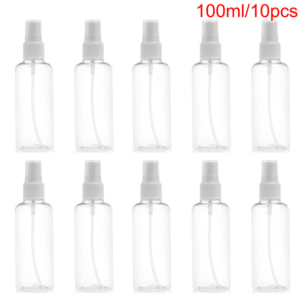10Pcs 100ml Travel Transparent Plastic Perfume Atomizer Empty Misty Spray Bottle