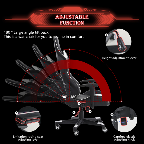 GIVENUSMYF gaming chair, computer chair with lumbar support, height adjustable gaming chair with headrest and 360° swivel office chair, suitable for office or gaming