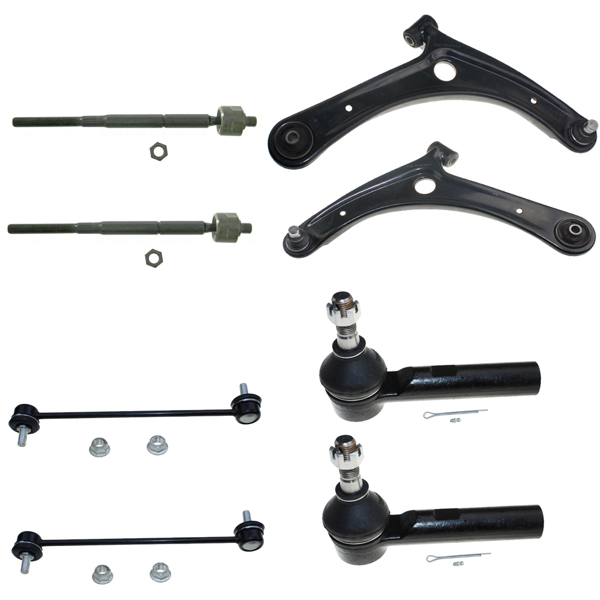 8pc Front Lower Control Arms Tie Rods for 2007 - 2016 2017 Jeep Compass Patriot