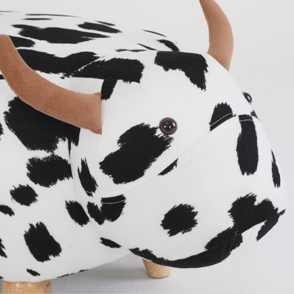 Animal storage stool for kids, ottoman bedroom furniture, cow style kids footstool, cartoon chair with solid wood legs, decorative footstool for office, bedroom, playroom, living room