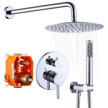 Shower System Shower Faucet Combo Set Wall Mounted with 10\\" Rainfall Shower Head and handheld shower faucet, Chrome Finish Shower Faucet Rough-In