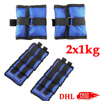 2Kg (2pcs*1kg) Ankle Wrist Leg Weight with Buckle and Magic Tape Weight Loss for Training Running