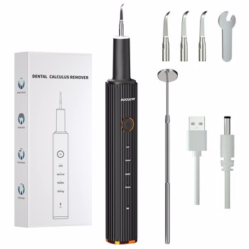 MOCEMTRY Tooth Cleaning Kit for Dental Care at Home for Tartar, Plaque, Dental Deposits and Dental Stains 4 Heads and 4 Modes for Child Adult USB Rechargeable