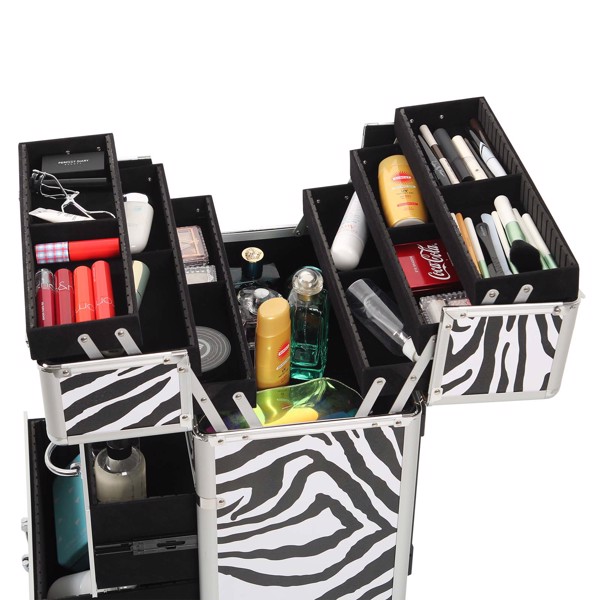 Rolling Makeup Case with Drawers, Makeup Trolley Case With Wheels Makeup Travel Case Organizer