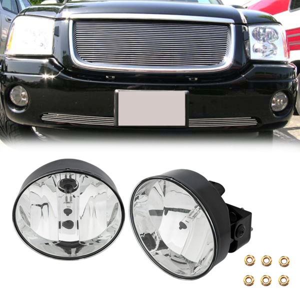 For 2002-2009 GMC Envoy Clear Front Bumper Fog Lights Driving Lamps Bulbs PAIR