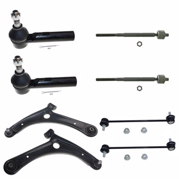 8pc Front Lower Control Arms Tie Rods for 2007 - 2016 2017 Jeep Compass Patriot