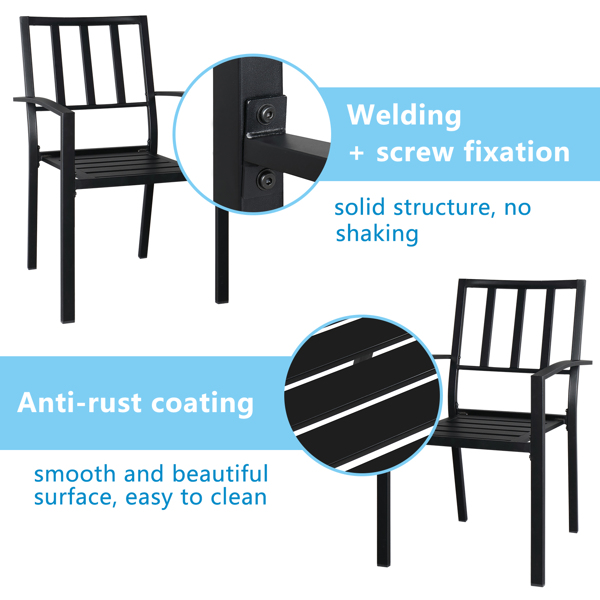 Backrest Vertical Grid Wrought Iron Dining Table Set