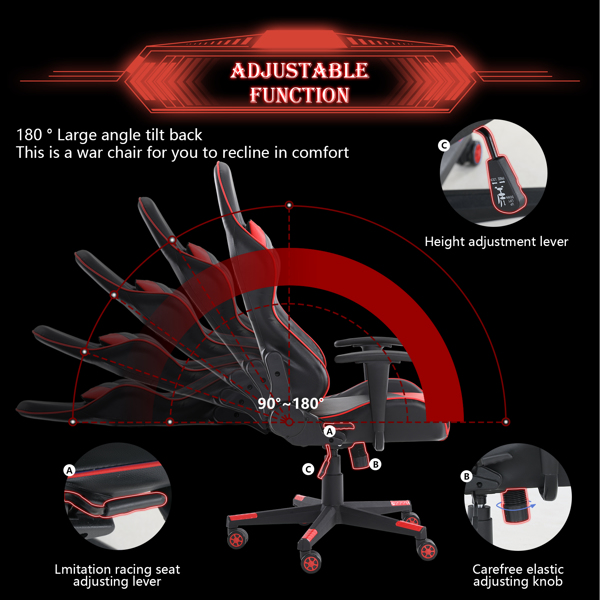 GIVENUSMYF gaming chair, computer chair with lumbar support, height adjustable gaming chair with headrest and 360° swivel office chair, suitable for office or gaming