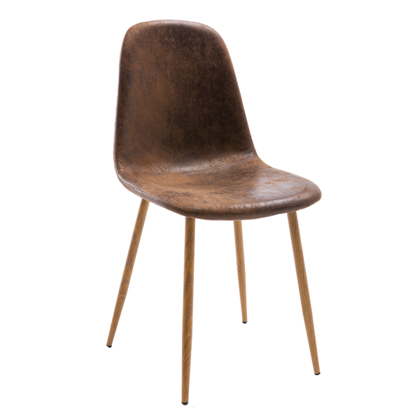 Set of 6 Suede Cover Dining Chairs leather brown