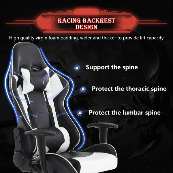 GIVENUSMYF gaming chair, computer chair with lumbar support, height adjustable gaming chair with headrest and 360° swivel office chair, suitable for office or gaming