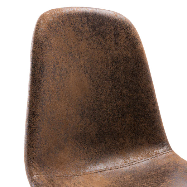 Set of 4 Suede Cover Dining Chairs leather brown