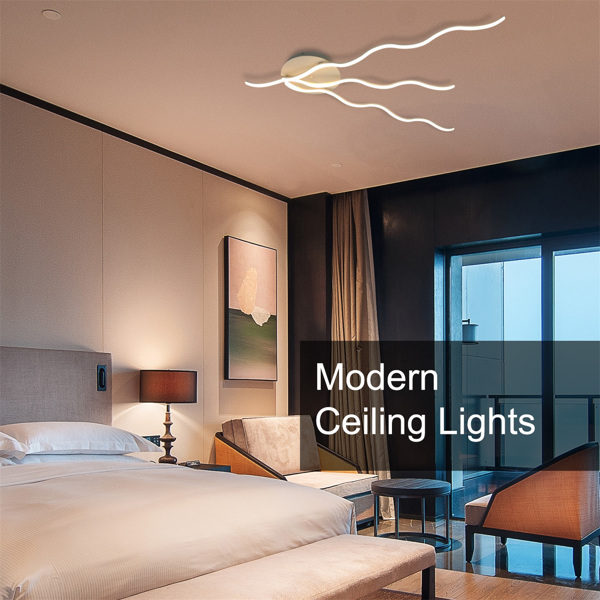 Modern Led Ceiling Light Ceiling Mount Lamp Waved Pendant Lamps For Bedroom Living Room Kitchen