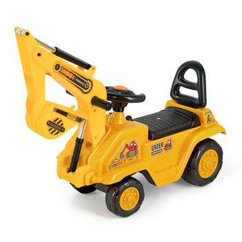 Ride-on car excavator to sit on children\\'s excavator with built-in storage compartment