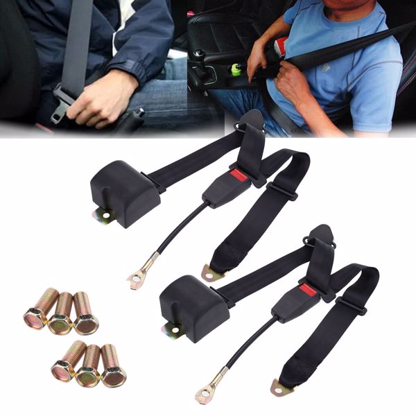 Ambienceo 2 Set Retractable 3 Point Safety Belt for Universal Car