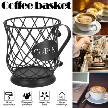 Universal Coffee Capsule Storage Basket Coffee Cup Basket Vintage Coffee Pod Organizer Black For Home Cafe Hotel