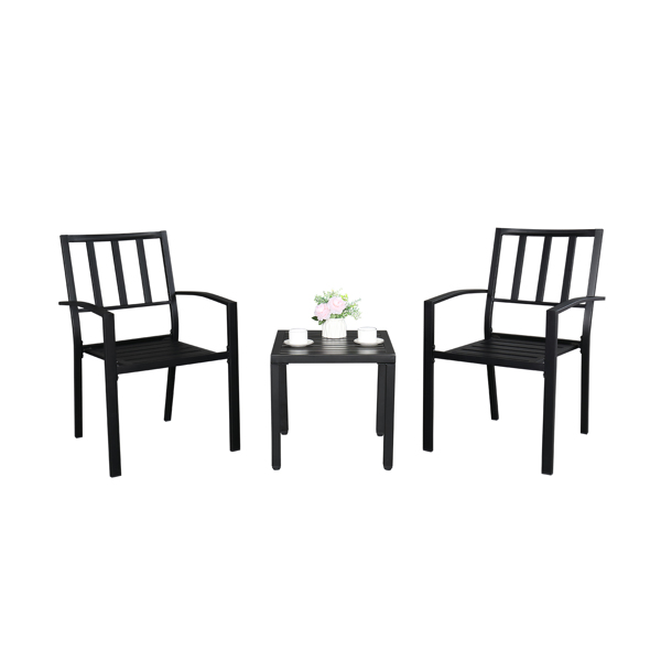 Backrest Vertical Grid Wrought Iron Dining Table Set