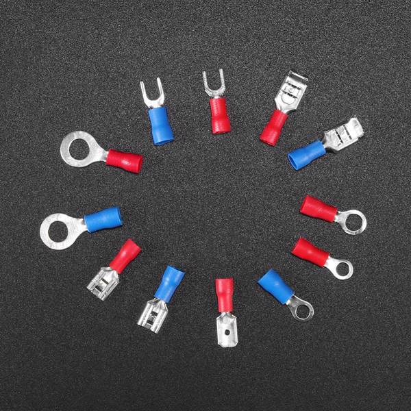 678 Pcs Car Electrical Wire Terminals Insulated Crimp Connectors Spade Set Kit Cold Press Connection Terminal Heat Shrinkable Tube Sleeve Combination
