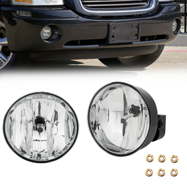 For 2002-2009 GMC Envoy Clear Front Bumper Fog Lights Driving Lamps Bulbs PAIR