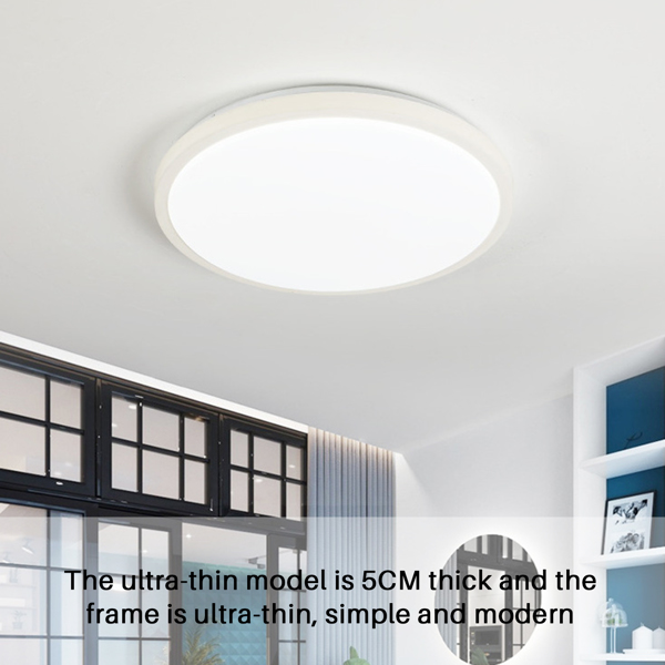 Round LED Ceiling Lamp Monochrome White Light Ceiling Light with Remote Controller for Home Use
