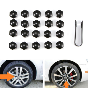 20Pcs Car Wheel Cap Tire Screw Cap Decorative Screw Caps With Black Clamp 17mm