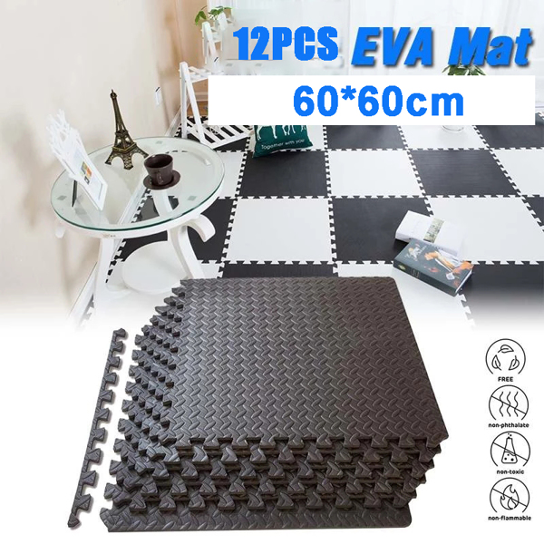 12psc EVA Foam Mat with Non-Slip Leaf Patterns Multifunctional Excise Floor Cushion Comfortable Foam Floor Tiles Set for Bedroom Office