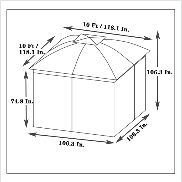 10 x 10 Ft Outdoor Patio Garden Gazebo Canopy With Curtains,Khaki Top [Weekend can not be shipped, order with caution]