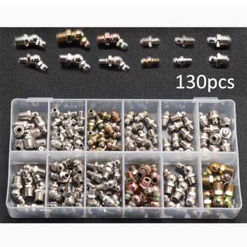 Nickel-plated Color-plated Zinc 130pcs M6/M8M/10 Grease Nipples Assorted Repair Box