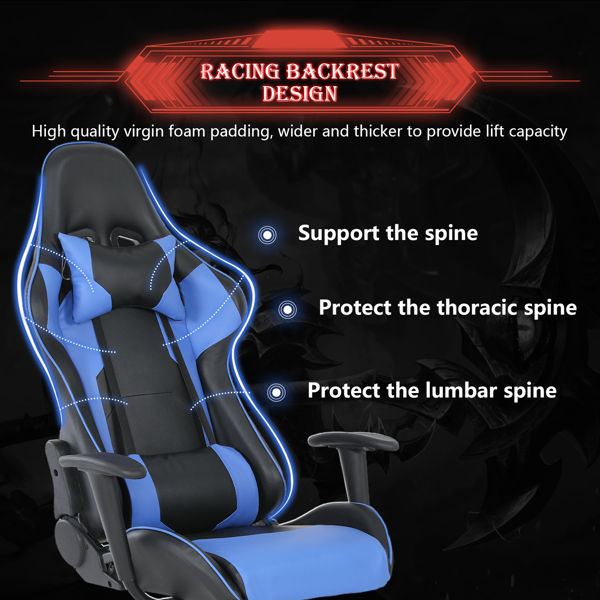 GIVENUSMYF gaming chair, computer chair with lumbar support, height adjustable gaming chair with headrest and 360° swivel office chair, suitable for office or gaming