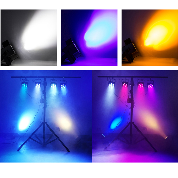 18W 7 LED RGBW UV 6in1 Par Light Plastic Stage DJ Strobe Beam Light Show Decor SHE-FP0718F