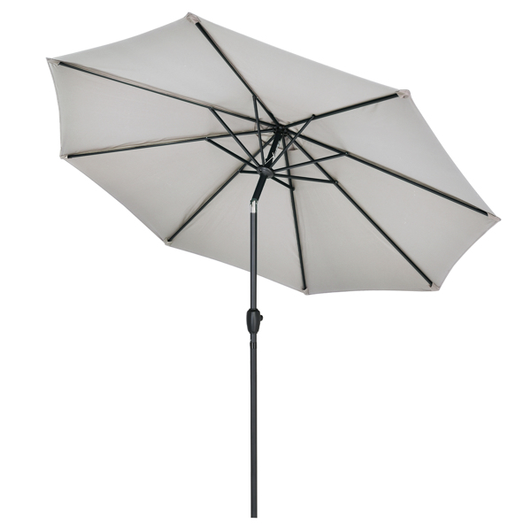 Grey 2.7M Garden Parasol, Patio Umbrella Sun Shading Tilting Sun Shade With Crank Handle, UV Protective 50+, Aluminium Pole, Compact For Pool, Garden, Any Outdoor Spaces