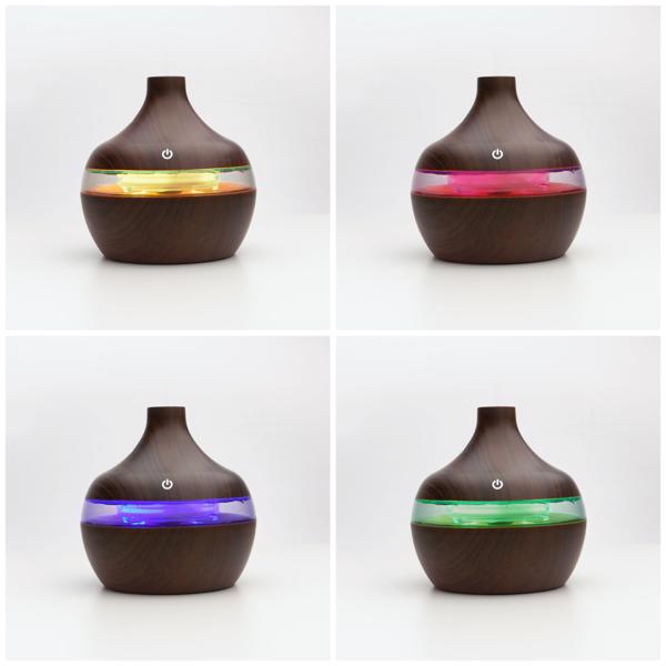 5V colorful wood grain aromatherapy machine-dark brown (with 2 x Essential Oil Set)