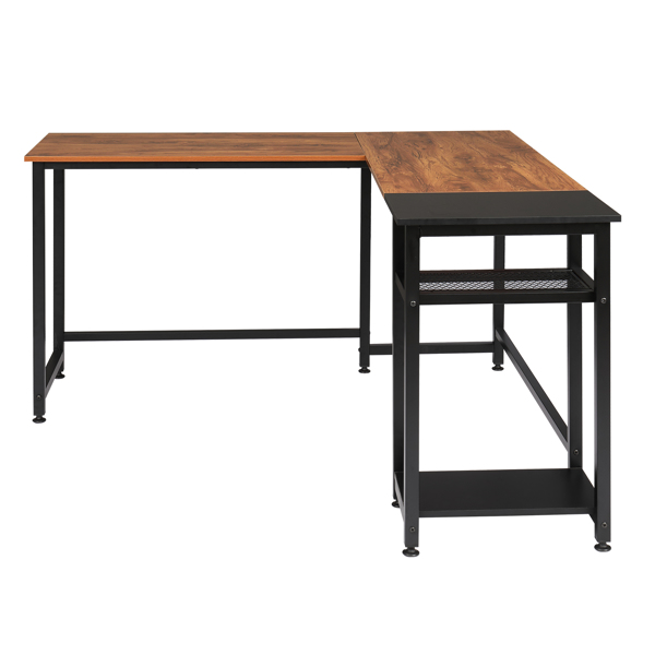 Particleboard Paste Triamine L-Shaped Right Angle 140cm Splicing Computer Desk Retro Color & Black