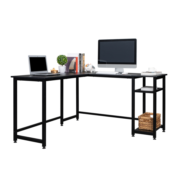 Particleboard Paste Triamine L-Shaped Right Angle 140cm Splicing Computer Desk Black