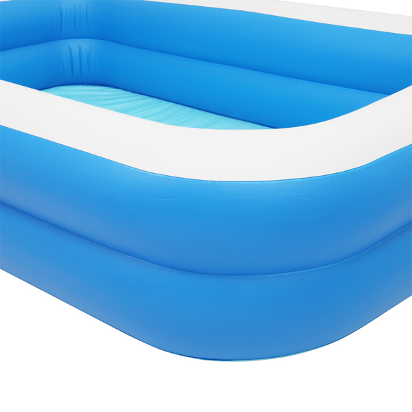 Aufblasbares Planschbecken Familienpool Schwimmbecken für Kinder Erwachsene, 262 x 177 x 56 cm, blau 