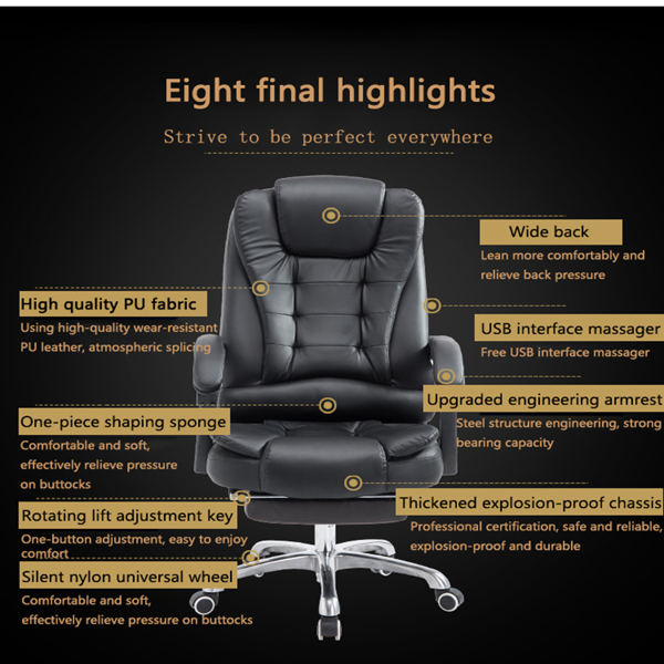 Free shipping Massager Chair office chair Fast Deliver Computer Chair, PU Leather Chair suit for Man reclining boss chair