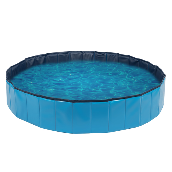 Foldable Dog Pet Bath Pool, 63" Diameter Large Collapsible Wading Pool Pits Ball Pool Portable Bathing Swimming Tub for Dogs Cats Indoor & Outdoor Use, Blue