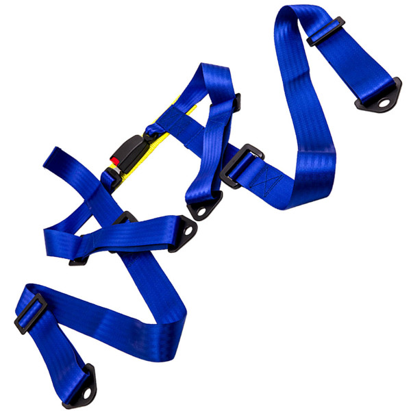 2 Pcs Universal 4 Point Buckle Racing Seat Belt Set 2" Safety Harness Strap Blue