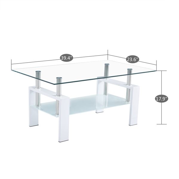 100*60*45.5cm Double-Glazed Dining Table Stainless Steel Table Legs