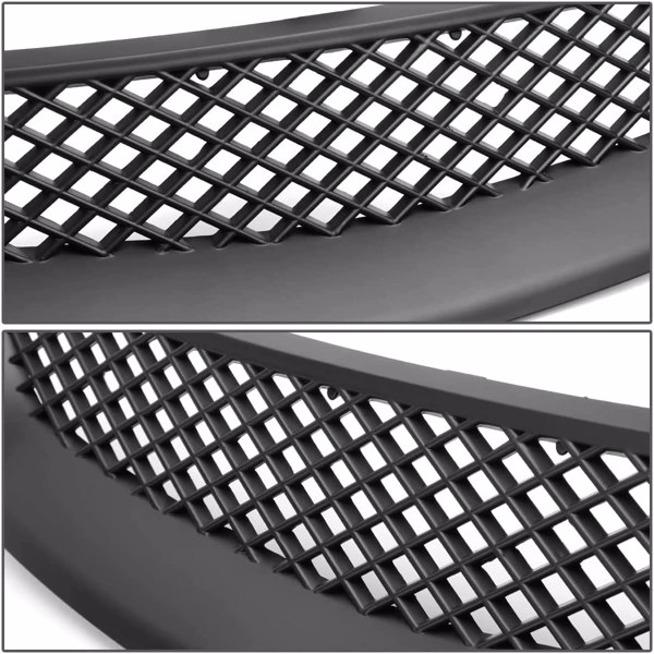 LEAVAN Mesh Hood Front Bumper Grille Guard Compatible with 2001-2003 Honda Civic 7th Gen JDM Type-R Style ABS Plastic Grill Black