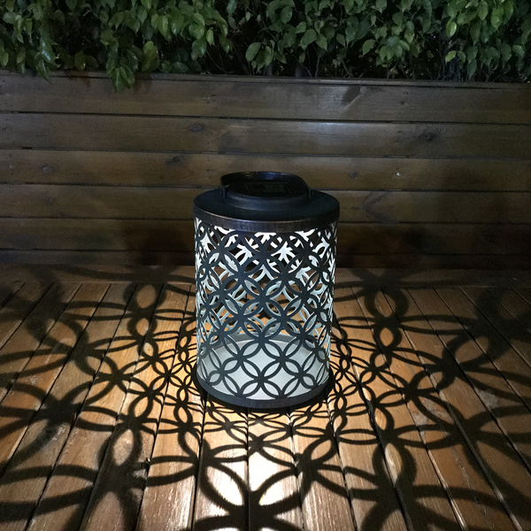 Solar Metal Lamp Retro Money Hole Hollow Wind Light Hanging Solar Lantern For Garden Backyard Patio