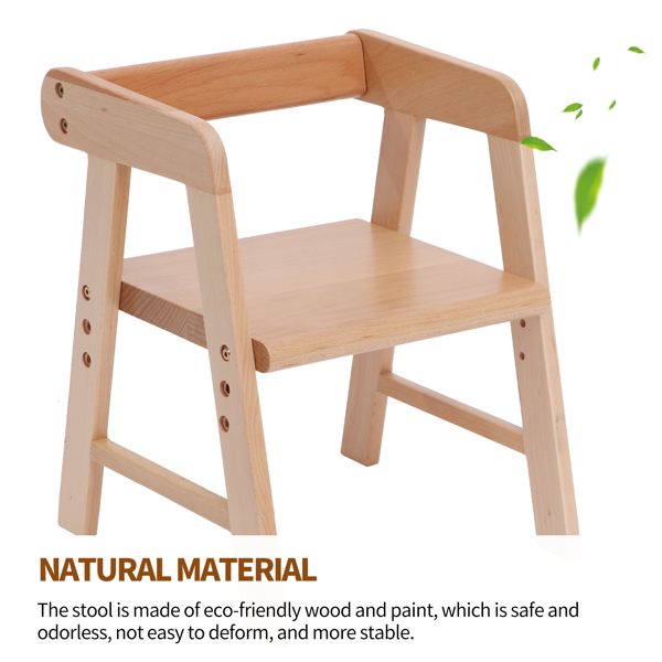 Wooden Children’s Chair Height Adjustable Kindergarten Activity Stool Soft and Comfortable No Edges and Corner Baby Seat Cushion