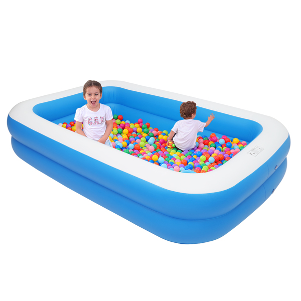 Aufblasbares Planschbecken Familienpool Schwimmbecken für Kinder Erwachsene, 262 x 177 x 56 cm, blau 