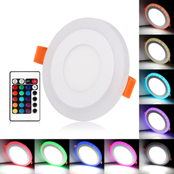 Ultra Slim 12+6W Round Concealed Dual Color RGB LED Panel Light Cool White Lamp Downlight AC 100-265V