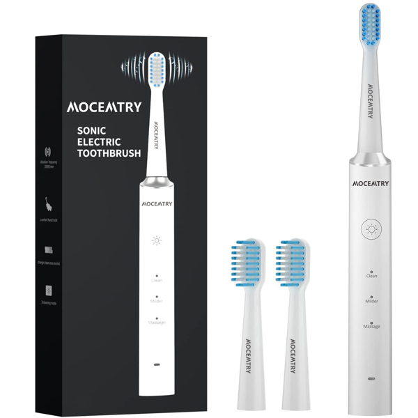 MOCEMTRY Sonic Electric Toothbrush Rechargeable Whitening Tooth Brush 3 Cleaning Modes ,Waterproof Electric Toothbrush (Black)